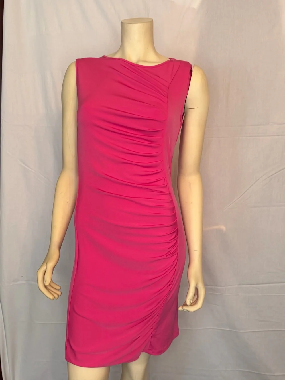 Michael Kors Fuchsia Sleeveless Ruched Sheath Dress